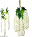 Whimsical Wisteria Wonder: 3-Head Artificial Wisteria Garland Hanging Flower Blooms - Pack of 6. 