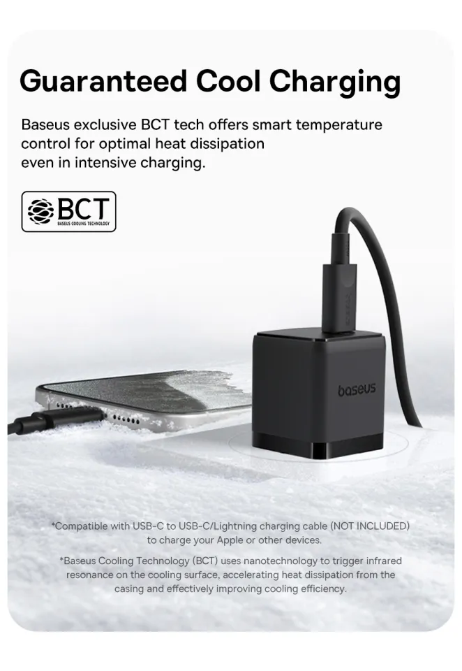 Baseus Palm Fast Charger 1C 20W/30W US with Mini White Cable USB-C to USB-C  60W 1m | Daraz.pk