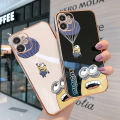 Jizetin (Free Lanyard) for iPhone 13 Pro Max Back Cover Parachute Minions Luxury 6D Plating Case Side Pattern Soft Silicone Square Phone Cases. 