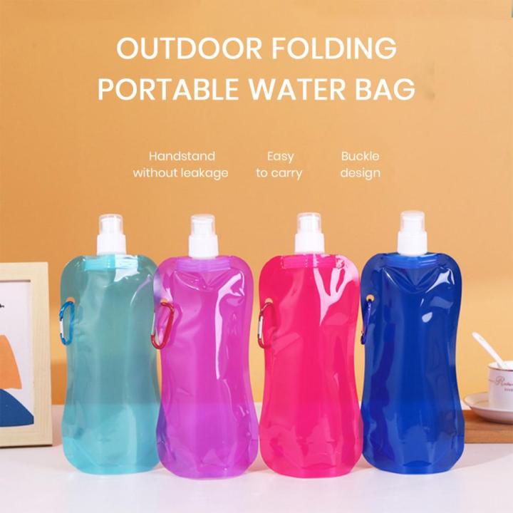 Collapsible Water Bottle 480ml BPA Free Reusable Water Pouch Hiking Camping Sports Folding Water Bag Outdoor Drinking Bottle
