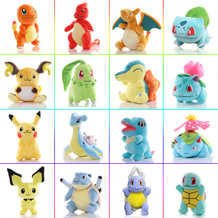 20cm Cartoon Pikachu Doll Anime Pokemon Chikorita Plush Toy Cute Pokemon Charmeleon Lapras Venusaur Plushie Raichu Gifts for Kid