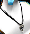 stainless steel &Blue Crystal Rhinestone Pendant Black dori Necklace For girl women high quality black. 