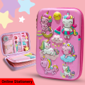 3D Cute Unicorn Pencil Case 3 Layer Large Capacity Geometry Box. 