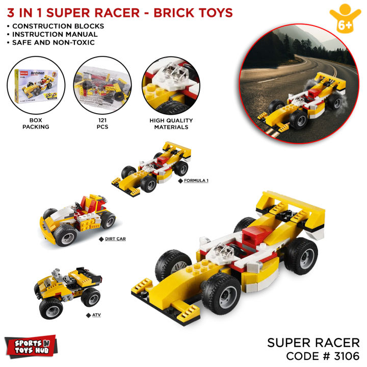 Decool Architect Super Race Building Blocks For Kids Technique Jisi Bricks Block & Engineering Toy Creative Dirt Car Lego_ Toys Plastic Educational 121+Pcs DIY Brick ATV Go Kart Model Play Build Skill Set Gift For Kids Teenager Boys & Girls Code: 3106