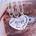 3Pcs Women's Best Friends Forever Heart Shape Jewelry Friendship Necklace Set. 