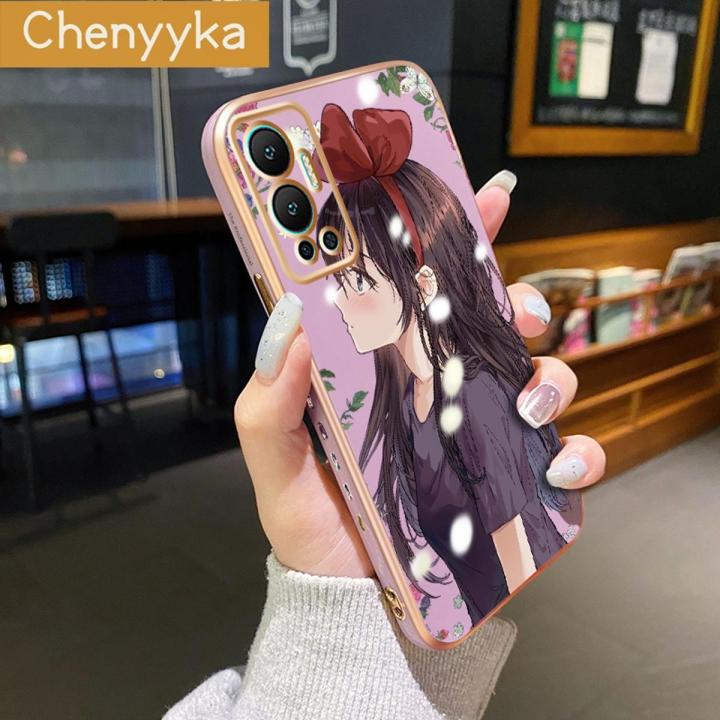 chenyyka For Infinix Hot 12 Case Fashion Girl Luxury Plating Side Pattern Silicone Casing Phone Cases Full Back Cover Camera Protection Softcase