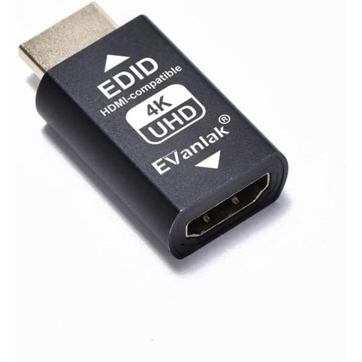 EVanlak Hdmi Edid Emulator Passthrough 3rd Generrtion Premium Aluminum Eliminated Emulator Adapter Work with Mac Thunderbolt to HDMI Switches/Extender/AV Receiver/Video Splitters 1080- 3840x2160@60H