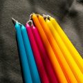 10" Tall Colorful Taper Candle Set of 6 - Paraffin Wax Dinner Candles - Modern Home Decor. 