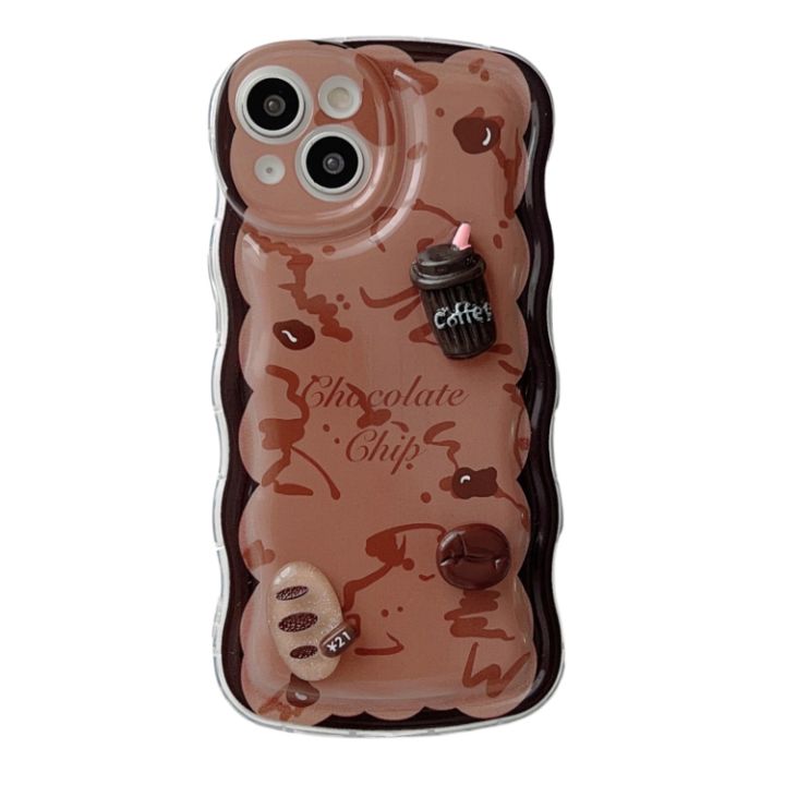 For iPhone 13 Wave 3D Chocolate Phone Case