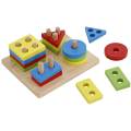 wooden Geometric Shape Sorter | Geometric Intelligence Wooden Puzzles | Teaching Geometric Shape | Cognitive Matching Toys colorful For Kids. 