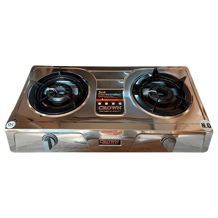 Crown CR-D400 Gas Stove – 2 Burner Portable Gas Cooktop with Stainless ...