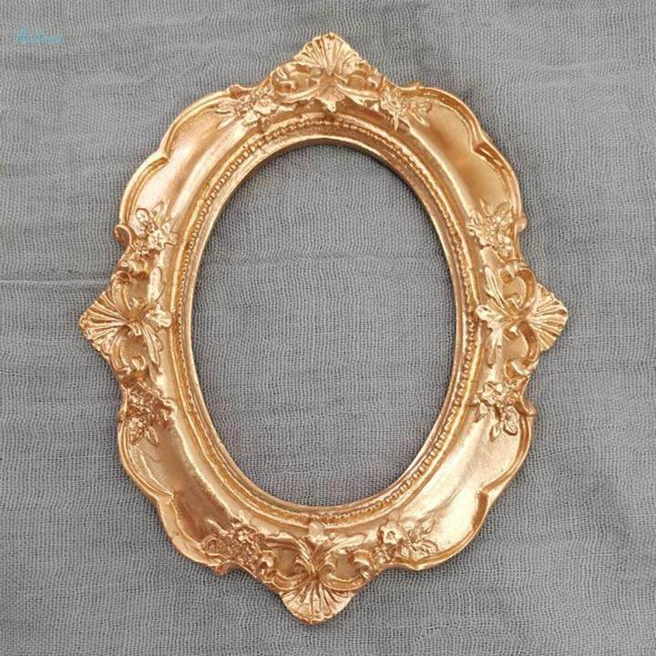 Vintage Photo Frame Carved Lace Resin Mini Antique Picture Props Oval