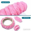 3PCS Fluffy Steering Wheel Cover Set Car Steering Wheel Cover For Toyota Pink Car Accessories For Girls Wheel Cover 15 Inch Warm(black). 