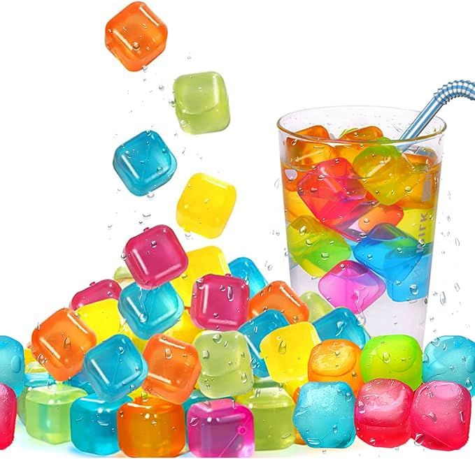 (10 Pack) Reusable Ice Cube - Refreezable Reusable Ice Cubes for Drinks, Plastic Ice Cubes Reusable Dry Ice for Cocktails Coolers like Coffee Fake Shapes, Non Melting Ice Cubes.
