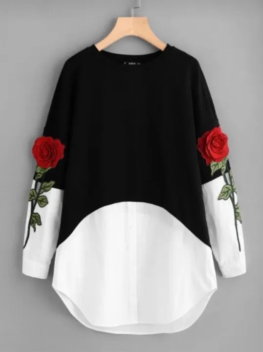 Black%20&%20White%203D%20Embroidery%20Flower%20Kurti%20-%20Image%203