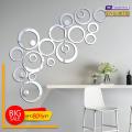 EVENTO 24 Pieces of Circular Shaped Shine Mirror Wall Stickers Self Adhesive Acrylic Sticker Decals Silver Wall Decals for Home Decor Living Room and Girls Room and for Gift Items. 