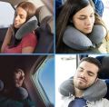 H HOMEWINS Travel Pillow 100% Pure Memory Foam Neck Pillow,Comfortable & Breathable Cover,Head Neck Support Pillow for Airplane,Car,Home,Office (Black). 