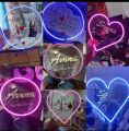 Customized heart shape neon with golden acrylic name Size 14 inch. 