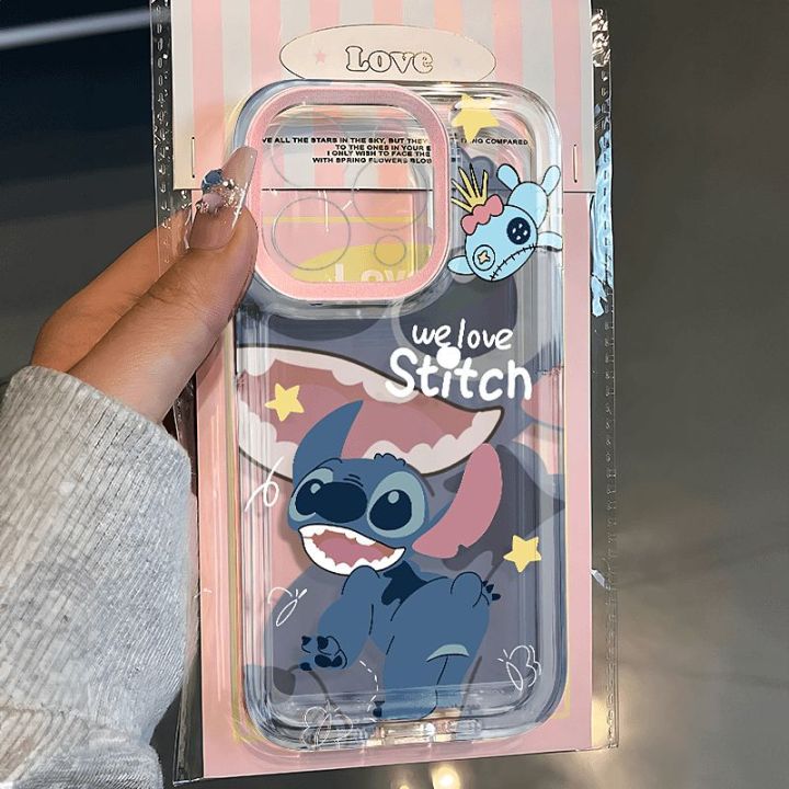 Disney New Stitch Clear So Cute Phone Case For iPhone 15 14 13 12 11 Pro Max XR XS X 7 8 Plus Kawaii Y2K Soft Transparent Cover