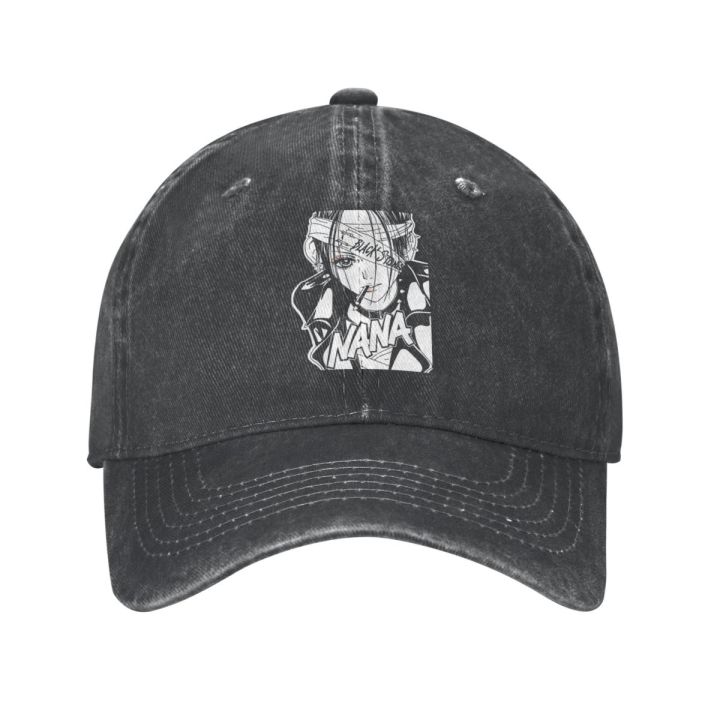 Vintage NANA Osaki Black Stones Baseball Cap Men Women Distressed Denim Washed Sun Cap anime manga punk Outdoor Summer Caps Hat
