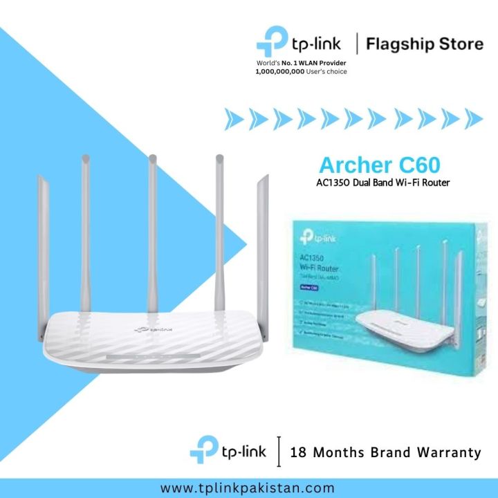 TP-Link Wi-Fi Router Archer C60 AC1350 Dual Band Wi-Fi Router - 18 Months Brand Warranty