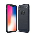 For iPhone XR Brushed Texture Carbon Fiber Shockproof TPU Protective Back Case. 