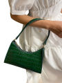 Women Retro Baguette Bag Tote Bag, Crocodile Shoulder Handbag Purses with Zipper Closure. 