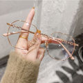 EB Retro Versatile Irregular Small Frame Glasses Anti Blue Light Metal Frame Transparent Glasses for Women. 