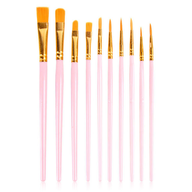 10 Pc Paint Brushes Watercolor Brush Set Art Glass Paintbrushes Black Handle Watercolor Acrylic Oil Brush Painting Art Supplies