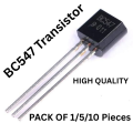BC547 NPN Transistor Pack of 1 / 5 / 10 | General Purpose Amplifier & Switching Transistor for Arduino, DIY, Robotics, and Electronic Circuits in Pakistan. 