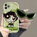Lovely Powerpuff Girls Sunglasses Bracket Cover For Xiaomi Redmi Note 12 4G 11 10 13 Pro 11S 12S 9 Redmi 13C 12C 9C 9A 9 10 A1 A2 Plus Case Cover 3D Wavy Curved Edge Cute Soft Clear TPU Camera Protective Shockproof. 