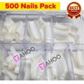 Artificial Nails Pack Of 500 Nail Tips White Acrylic Nail Tips White 500Pcs French Artificial False Tip for Manicure Nails Art Salons & Home DIY. 