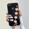 COROGI for OPPO F7 Back Cover with Love Heart Bracelet Chain Stylish 6D Plating Shiny Cases Soft Silicone Mobile Phone Case Pouch for Girls. 