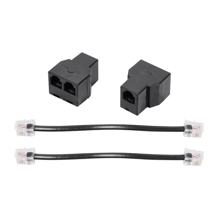 2PCS RJ11 Telephone Cable Splitter 15cm Cable 6P4C 2 Ports Telephone Cable Splitter Adapter Easy Install Easy to Use
