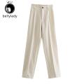 Women Suit Trousers High Waist Solid Color Straight Pants Fashion Casual Wide Leg Pants. 