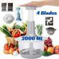 9 in 1 Manual Hand Chopper 2000 ML - Food Processor with 3 Blades - Vegetable Cutter - Hand Crank Chopper for Kitchen - Multi-Functional Salad Maker - Portable Easy to Clean Kitchen Gadget". 