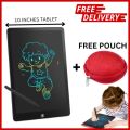 LCD Writing Tablet Electronic Slate E-writer Digital Memo Pad Erasable Writing Board Learning Toys And Gadgets For Educational And Daily Life Routine Notebook Purpose  (Free Pouch with 10 Inch). 