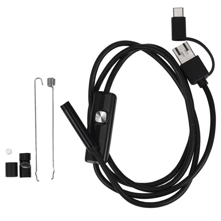 3-In-1 Industrial Endoscope Borescope Inspection Camera Built-in 6 LEDs IP67 Waterproof USB Type-C Endoscope for Android Smartphones/PC(1M 7Mm)