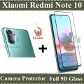 Xiaomi Redmi Note 10 Full Black 9D|5D|6D|10D|11D|21D Tempered Glass Screen Protector Full Glue Edge To Edge + Back Camera 9H Gorilla Flexible Protector For Xiaomi Redmi Note 10. 