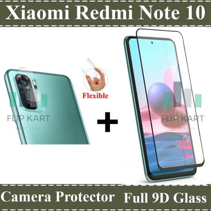Xiaomi Redmi Note 10 Full Black 9D|5D|6D|10D|11D|21D Tempered Glass Screen Protector Full Glue Edge To Edge + Back Camera 9H Gorilla Flexible Protector For Xiaomi Redmi Note 10