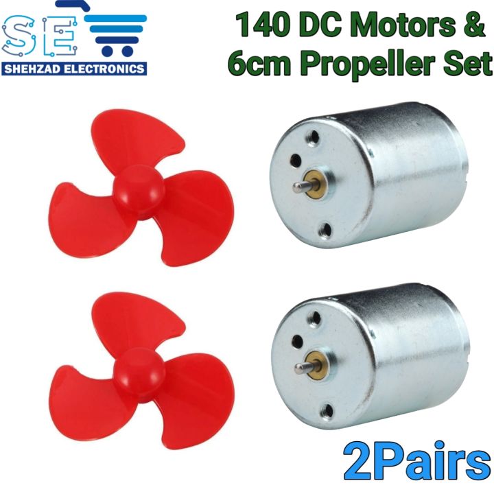 2 Pairs 3V RS-140 DC Motors Plus 6cm Plastic Fan Propellers Set for DIY Projects