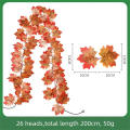Artificial Fall Leaves Halloween Scenic Area Christmas Autumn Maple Leaf Garland Vine Wedding Maple Leaf Rattan. 