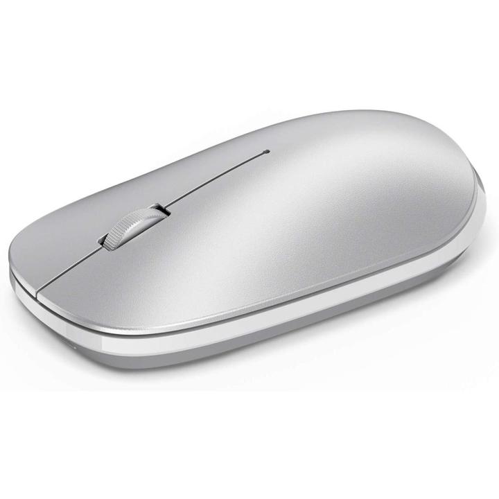 OMOTON Bluetooth Mouse for iPd and Phone (iPdOS 13 / iOS 13 and Above), Ultra-Thin Wireless Mouse Compatible with Computer, Laptop, PC, Notebook, and Mac Series, Silver