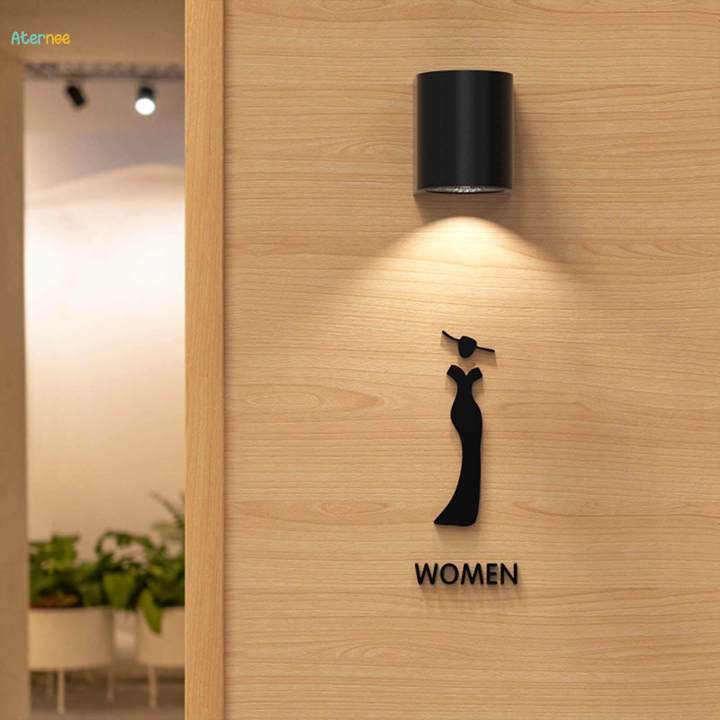 WC Sign Male Female Self Stick Signage Bathroom Sign Decor Toilet Door Sign Woman S