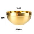 Bowl set 304 stainless steel golden bowl thickened double-layer insulation kitchen cooking tableware tableware golden chopsticks golden spoon. 