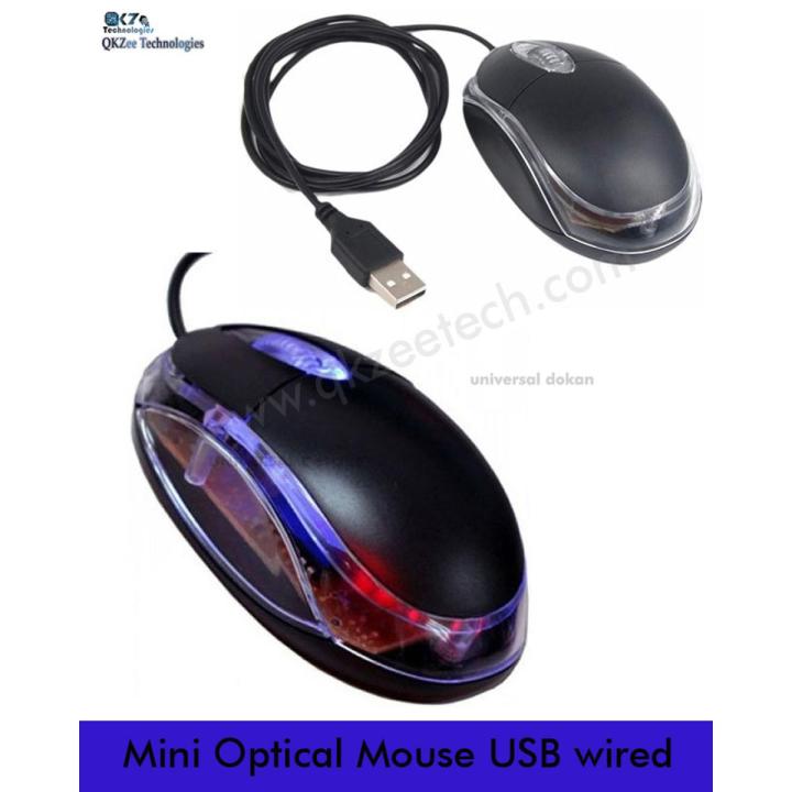 Optical Mouse Mini USB Wired 3 Button 3D Mice PC Mouse with Scroll Wheel and Internal LED Light for Laptop Netbook Desktop Computer Supported All Devices 1.5M Cable