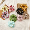 Scrunchies for Girls - High Quality Silk Hair Ties Pack of 5, Multicolor Printed. 