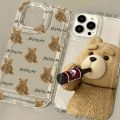 Cartoon Teddy Bear Soft TPU Case for iPhone 15 14 13 12 11 Pro Max XR XS X 8 7 6 6S Plus SE 2020 Shockproof Clear Cover. 