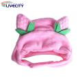 Adorable Strawberry Cat Plush Hat Soft Lightweight Pet Cosplay Headwear for Fun Photos Fastener Tape Included. 