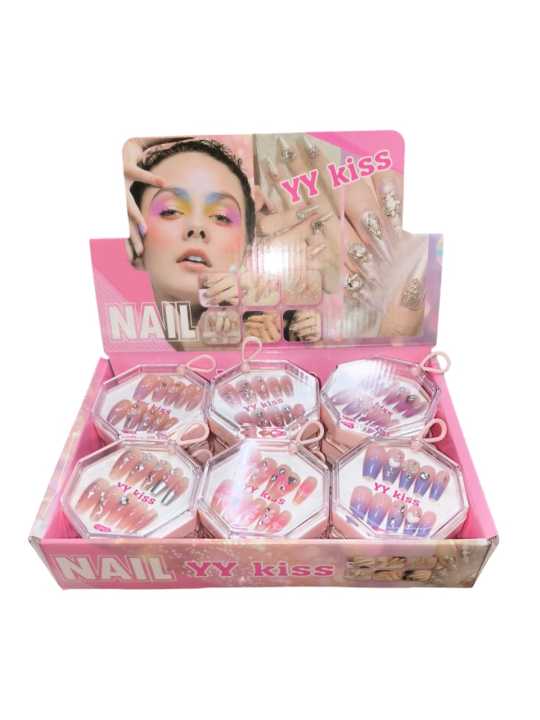 YY Kiss Fashion Nails – 10 PCS Artificial Matte Colored Nails | Multi-Color Cute Style Press-On Nail Set